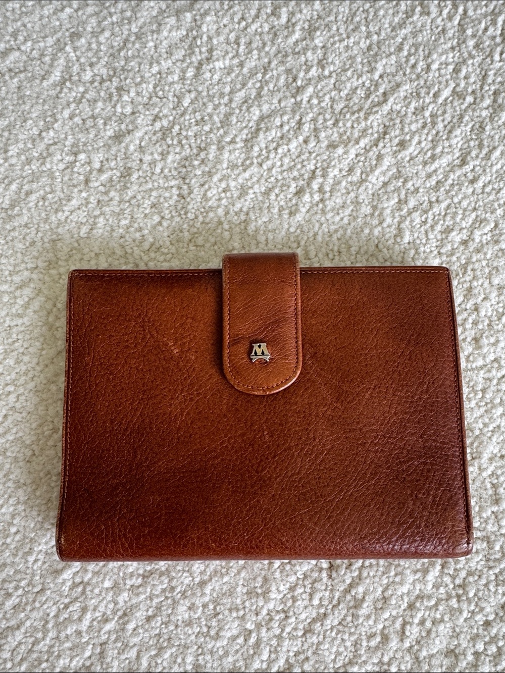 Brown Leather Women's Wallet with Metal Logo